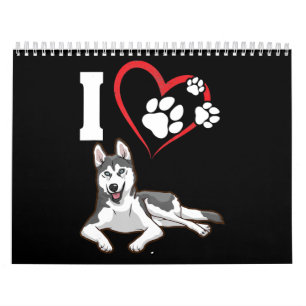 Calendrier I love my siberian husky dog Home Decor Venin