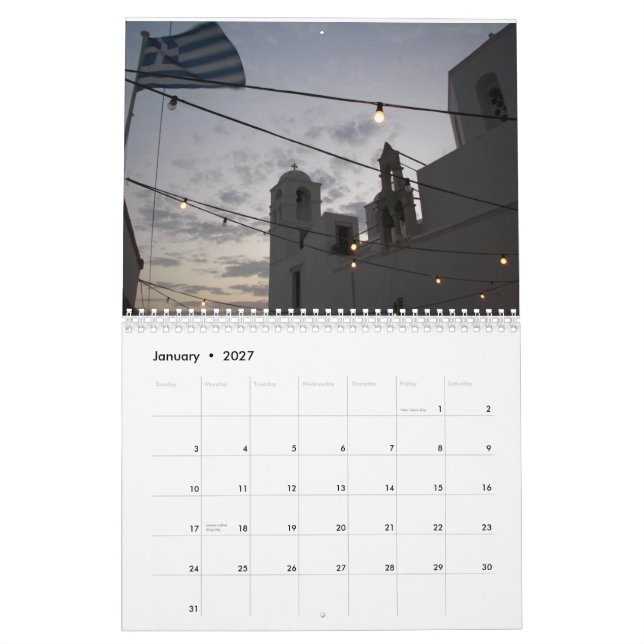 Calendrier - îles grecques (Jan 2027)