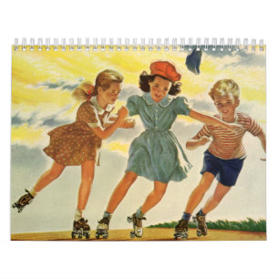 Calendrier Illustration vintage enfants