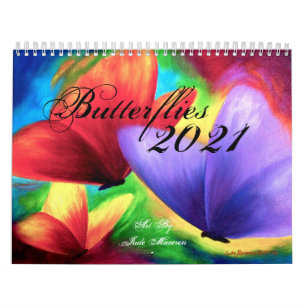 Calendrier Illustrations florales de papillon moderne 2022 Mu