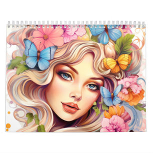 Calendrier Imaginaire Floral Femmes coiffure colorée