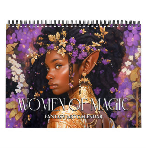 Calendrier imaginaire Noir 2025 Art Femmes De Magie Calendrie