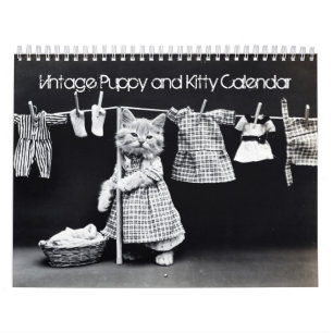 Calendrier imprimé par coutume vintage de chiot et