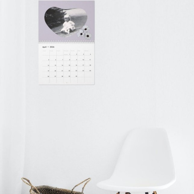 Calendrier In Loving Memory Heart Shape Photo Daisies (Créateur téléchargé)