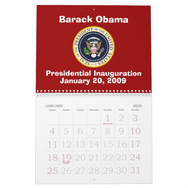 Calendrier Inauguration de PRÉSIDENT OBAMA commémorative (Jan 2026)