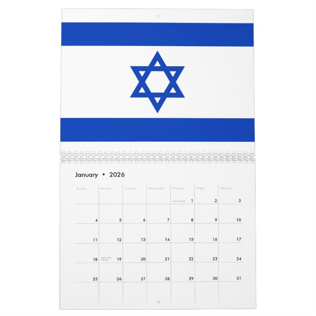 Calendrier Israël drapeau patriotique moderne moderne patriot (Jan 2026)