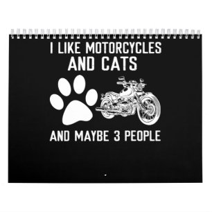 Calendrier J'Aime Les Motocyclettes Et Les Chats Un Don D'Art