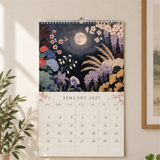 Calendrier Japanese Seasonal Flowers Woodblock Calendar