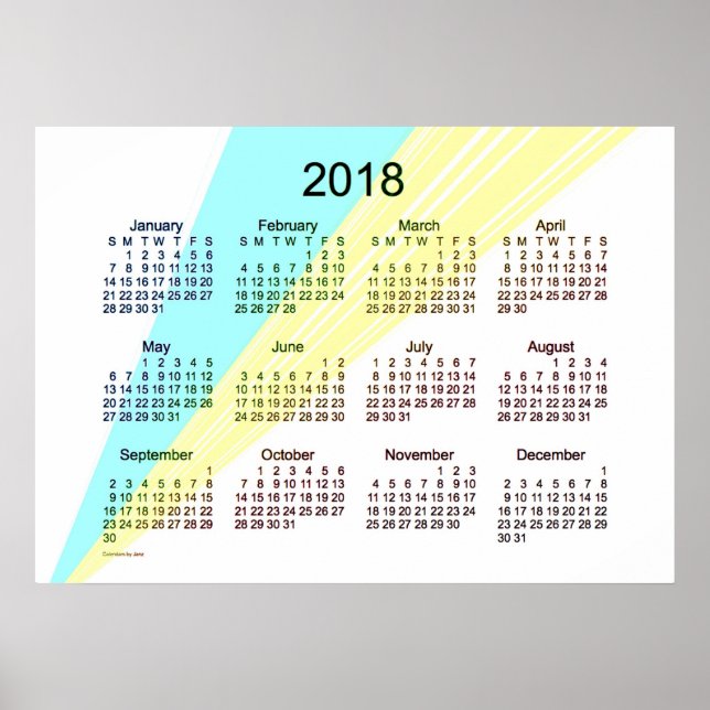 Calendrier Jaune Cyan 2018 par Janz Poster (Devant)