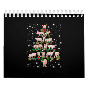 Calendrier Joli Arbre De Noël De Cochon Couvert De Flamme De 