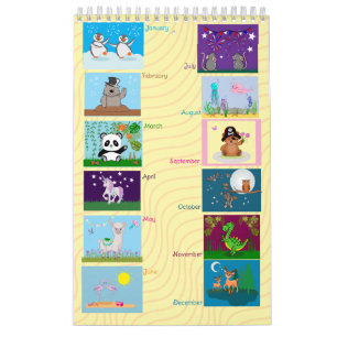 Calendrier Joli style de dessin Enfants Page simple Petit cal