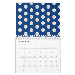 Calendrier Joueurs de baseball blanc Ball Red Stitching