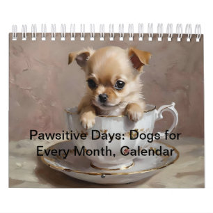 Calendrier Jours de Pawsitive : Chiens pour chaque mois,