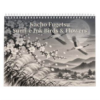 Calendrier Kacho Fugetsu Sumi-e Ink Birds & Flowers 