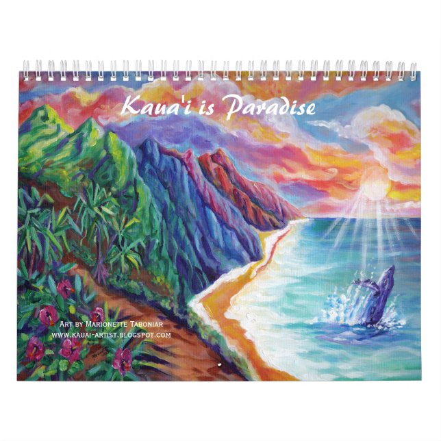 Calendrier Kauai is Paradise Hawaii Art Calendar  (Protection)