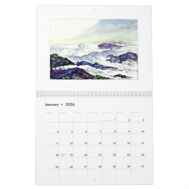 Calendrier La Californie dans des peintures d'aquarelle (Jan 2026)