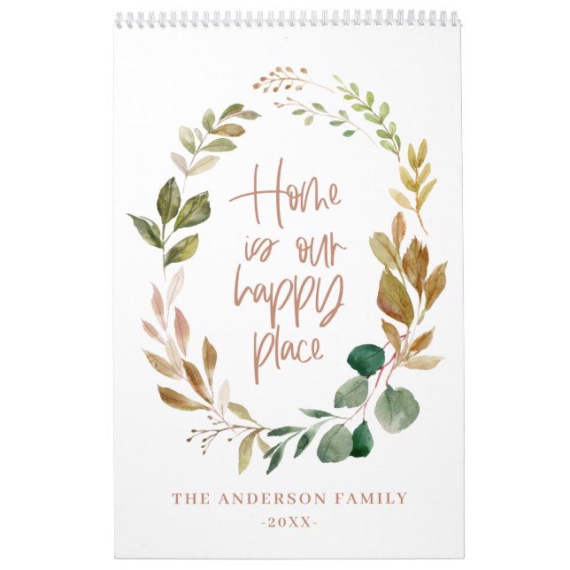 Calendrier La maison est notre heureux endroit aquarelle phot (Protection)
