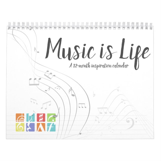 Calendrier La musique est la vie - Symboles musicaux (Protection)