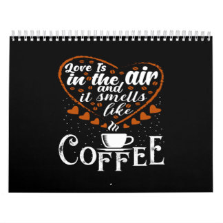 Calendrier l'amour est dans l'air et sent le café