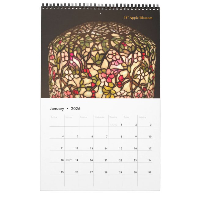 CALENDRIER LAMPES DE TIFFANY (Jan 2026)