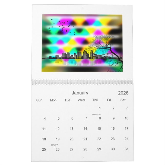 Calendrier L'art de code barres du daCosta de Bret (Jan 2026)