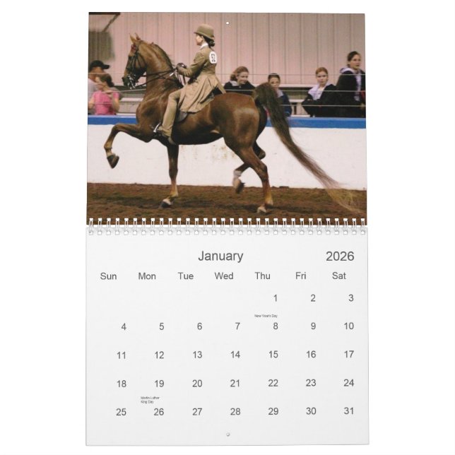 Calendrier Le bel Américain Saddlebred (Jan 2026)