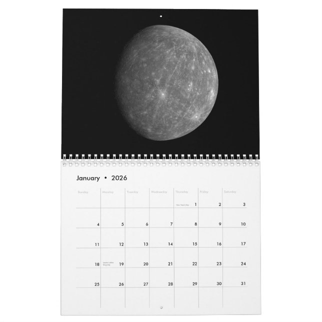 Calendrier Le système solaire - planète par la planète (Jan 2026)