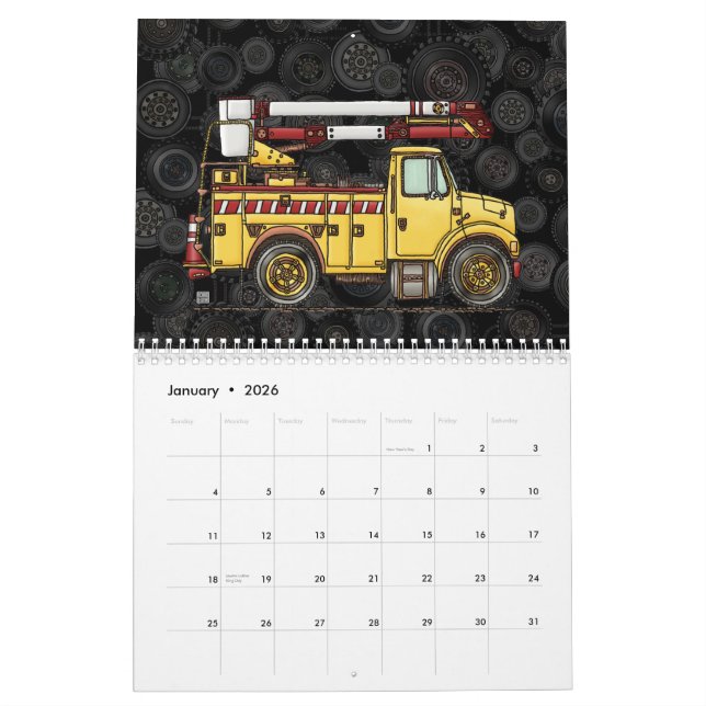 Calendrier Le travail troque des camions d'amusement (Jan 2026)