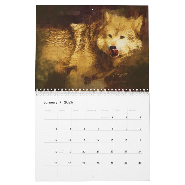 Calendrier Les loups gris de Yellowstone (Jan 2026)