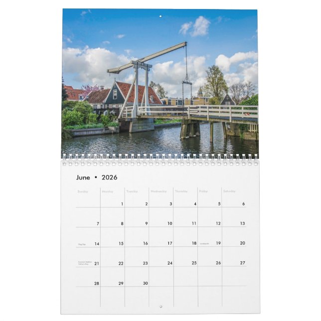 Calendrier Les paysages de Pays-Bas (Jun 2026)