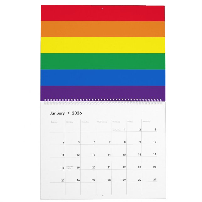 Calendrier Lgbt rainbow rayures couleurs Lgbtq drapeau gay pr (Jan 2026)