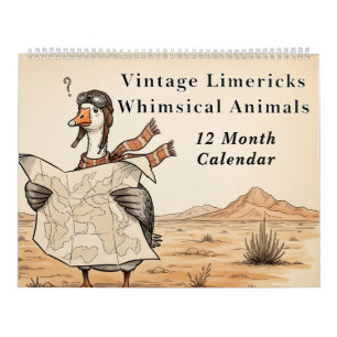 Calendrier Limericks Vintage Animaux Fantaisistes Nonsense