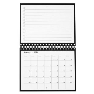 Calendrier Liste de tâches à faire avec monogramme noir et bl