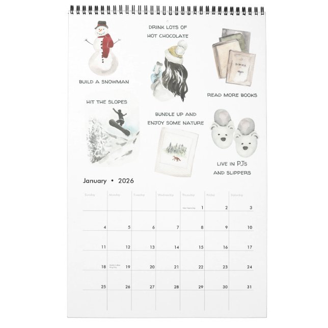 Calendrier Liste mensuelle Favoris de la famille de seaux Aqu (Jan 2026)