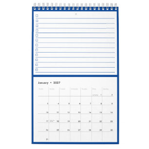 Calendrier Listes de choses à faire avec monogramme en bleu m