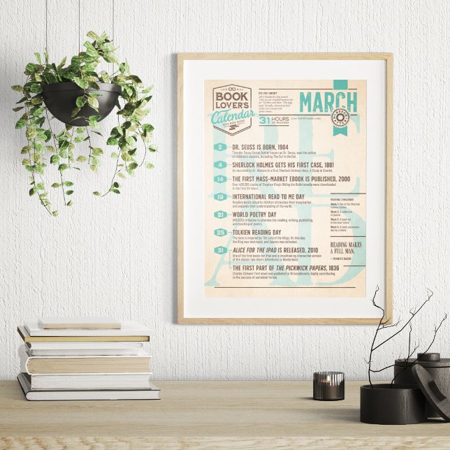 Calendrier Littéraire Mars Affiche (Créateur téléchargé)