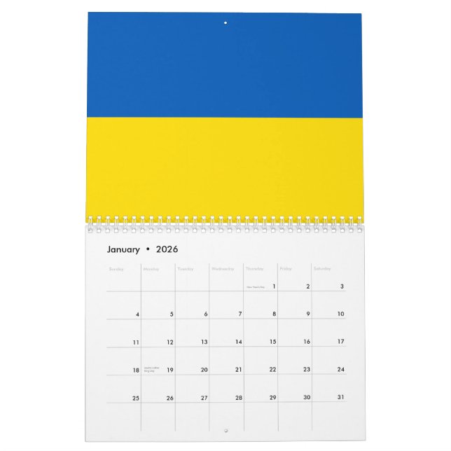 Calendrier L'Ukraine drapeau bleu et jaune patriotique modern (Jan 2026)