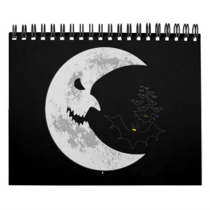 Calendrier Lune effrayante et chauves-souris