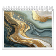 Calendrier Luxueux Abstrait Fluide Or 2027
