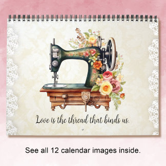 Calendrier Machine à coudre Vintage à fleurs