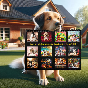 Calendrier Magie de vacances annuelles avec chiens adorables 