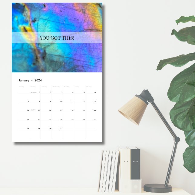 Calendrier Marbre coloré moderne personnalisable (Customizable Modern Crystal Stone Trendy Calendar)