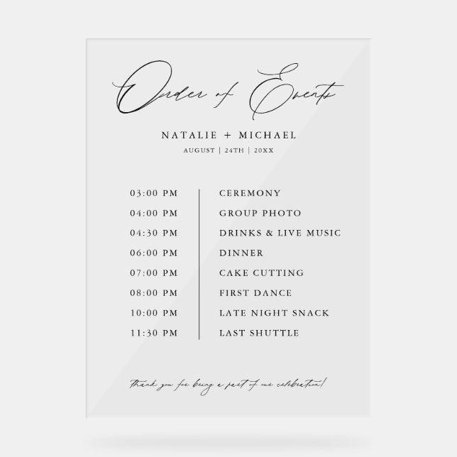 Calendrier Mariage Ordre simple des événements (Recto)