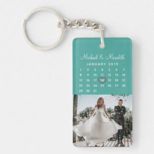 Calendrier Mariage photo bleu élégant