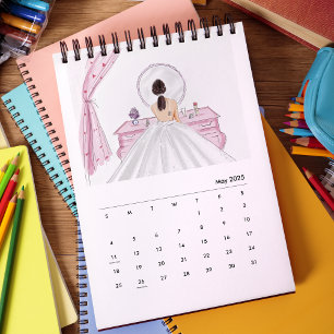 Calendrier mariée rose mignonne