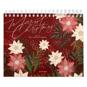 Calendrier Maroon classique Joyeux Noël