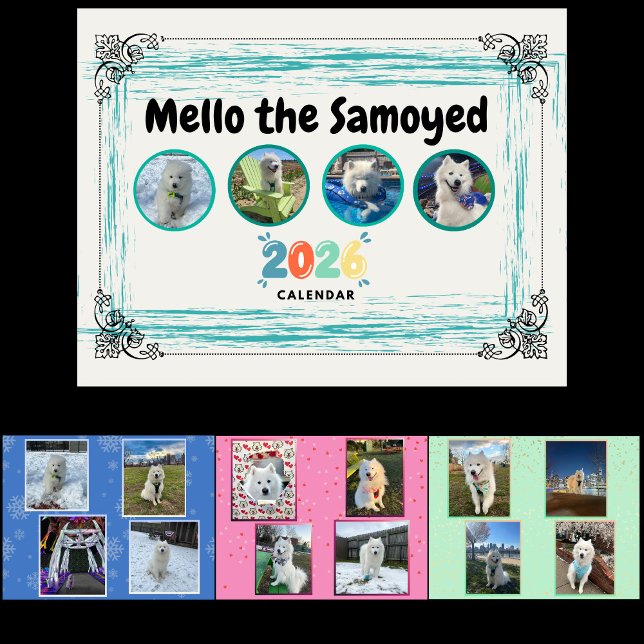 Calendrier Mello the Samoyed 2026 Calendar (Cover, January, February, March
 )