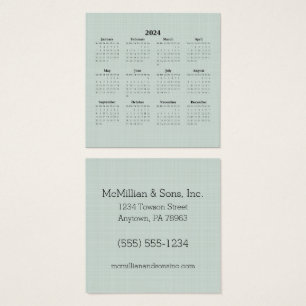 Calendrier mensuel 2024 Green Linen Custom Busines