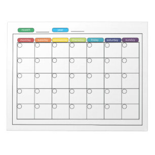 Calendrier mensuel bloc-notes