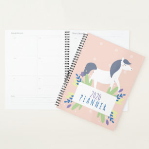 Calendrier mensuel Fleur Cheval Blanc et Gris 2020